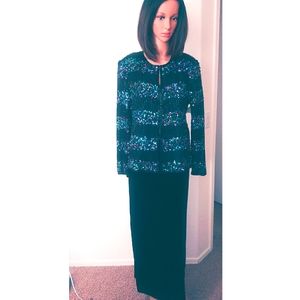SALE 4 FOR $25 NWOT VINTAGE ALLURE Silk SEQUIN Jacket & velvet skirt